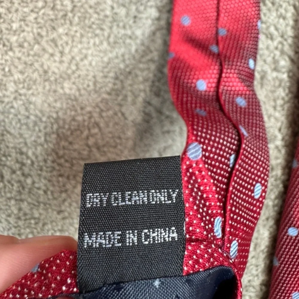 JS Blank & Co Mens Red Blue Polka Dot 100% Silk Necktie Business Formal Tie